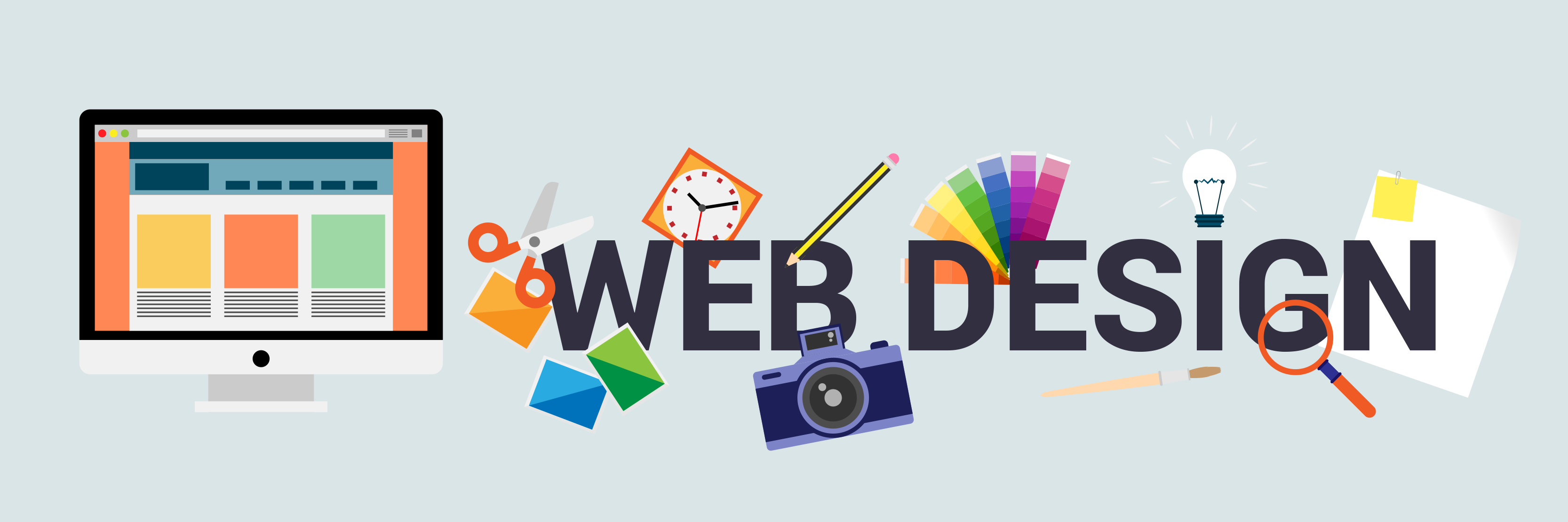 A picture of a computer with web design
